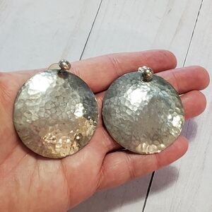 Douglas Etsitty Navajo Sterling  Hammered Earring Jackets with Stud Earrings